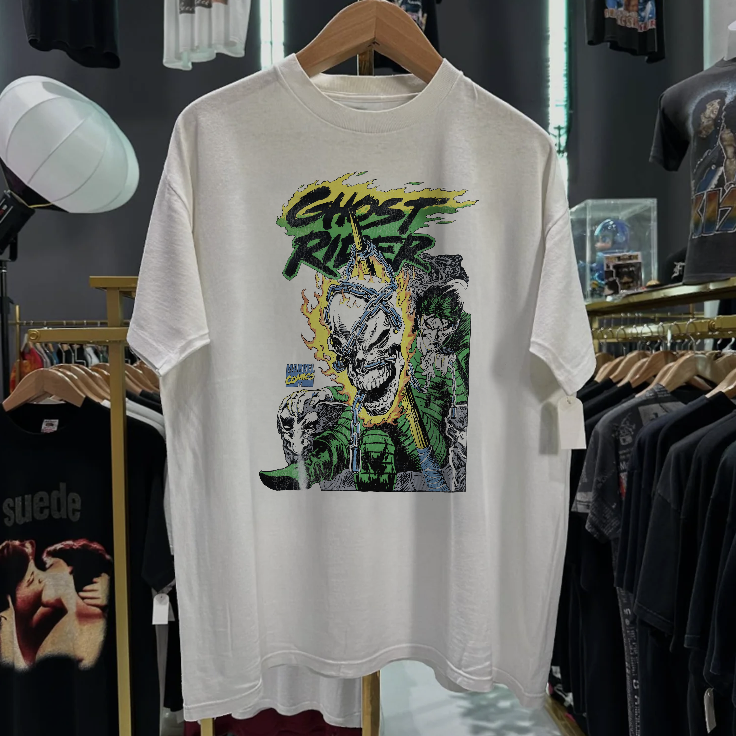 90s GH0ST RIDER TEE WASHED WHITE TEE