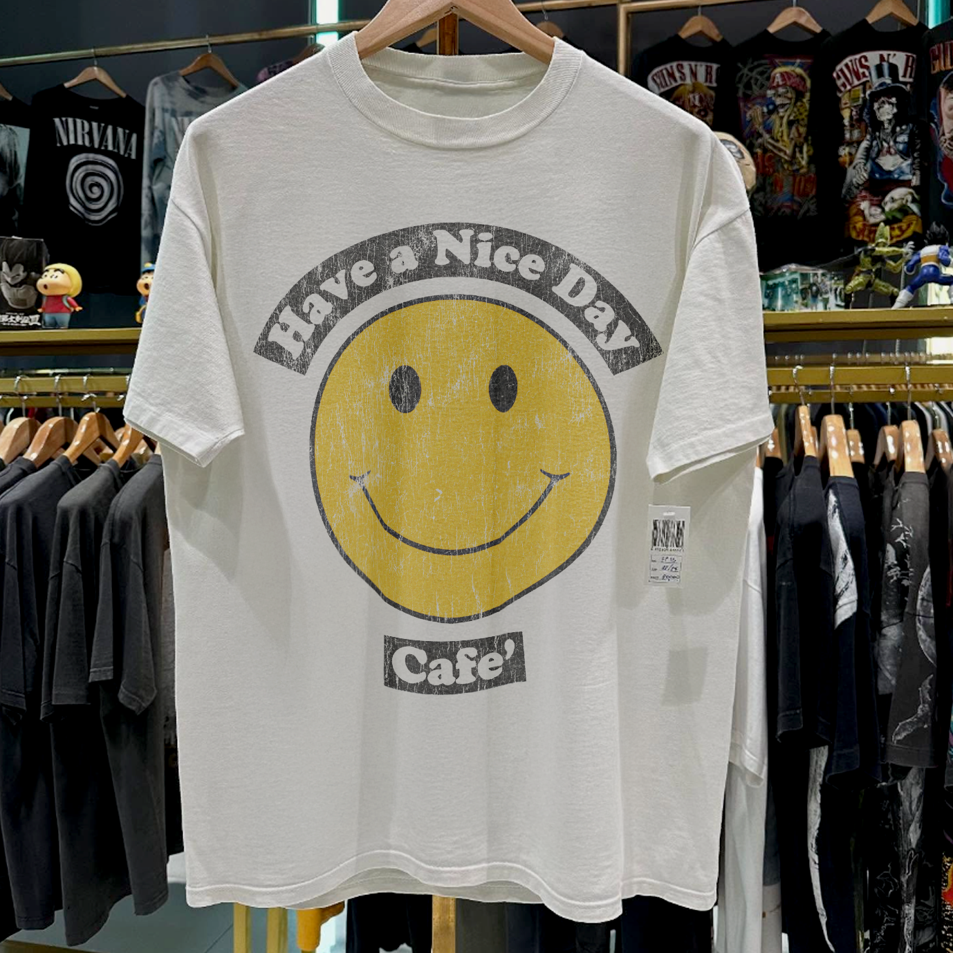 1998 HAVE A NICE DAY 'CAFE' RARE WASHED WHITE T-SHIRT