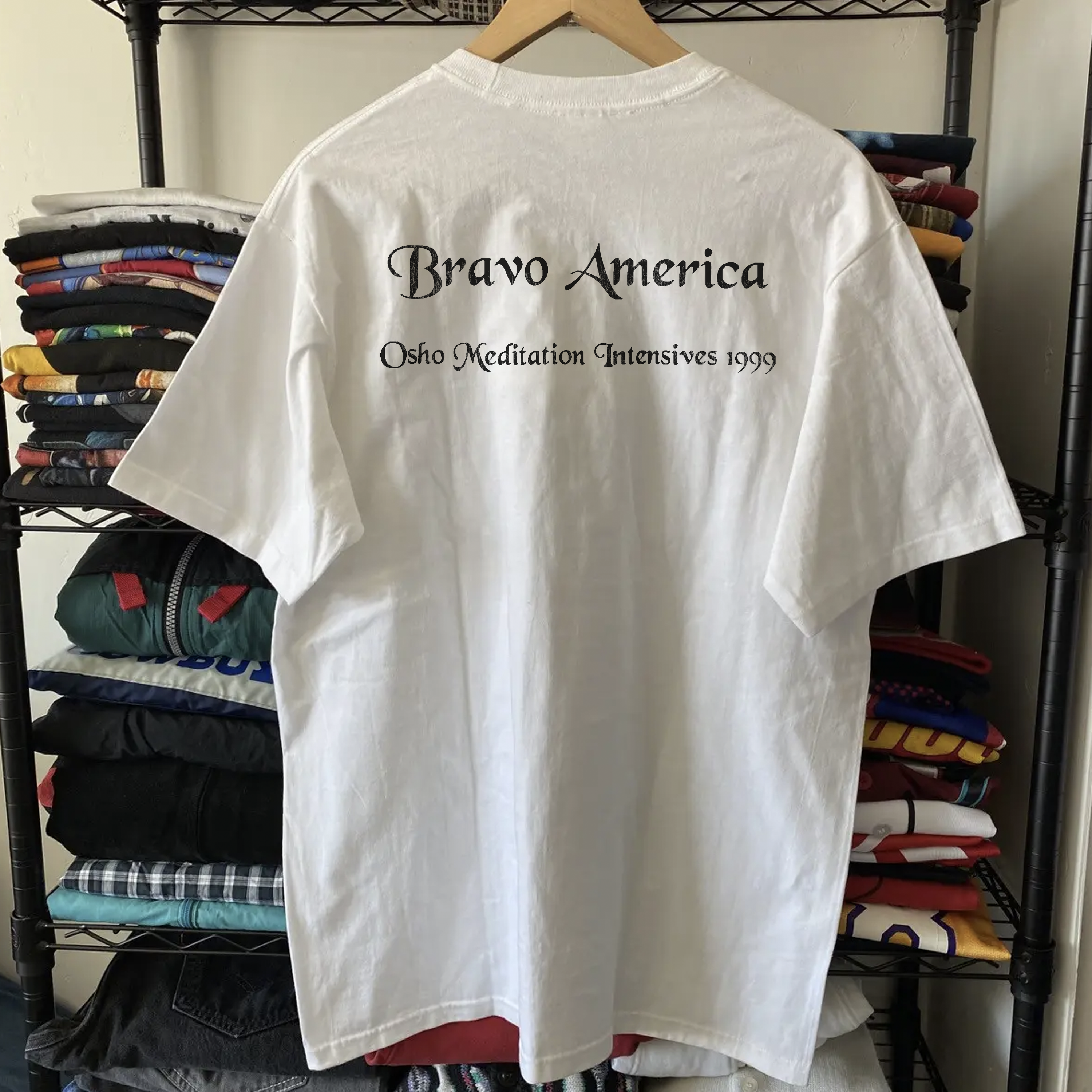 RARE BHAGWAN SHREE RAJNEESH OSHO WASHED WHITE TEE