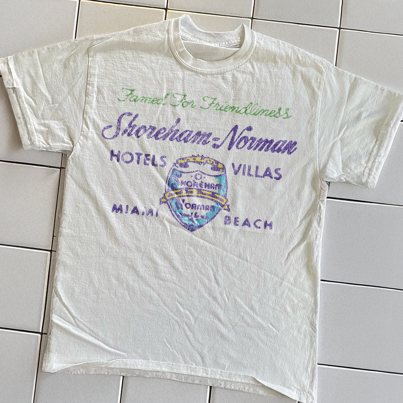 90s SHOREHAM NORMAN HOTELS RARE WHITE T-SHIRT