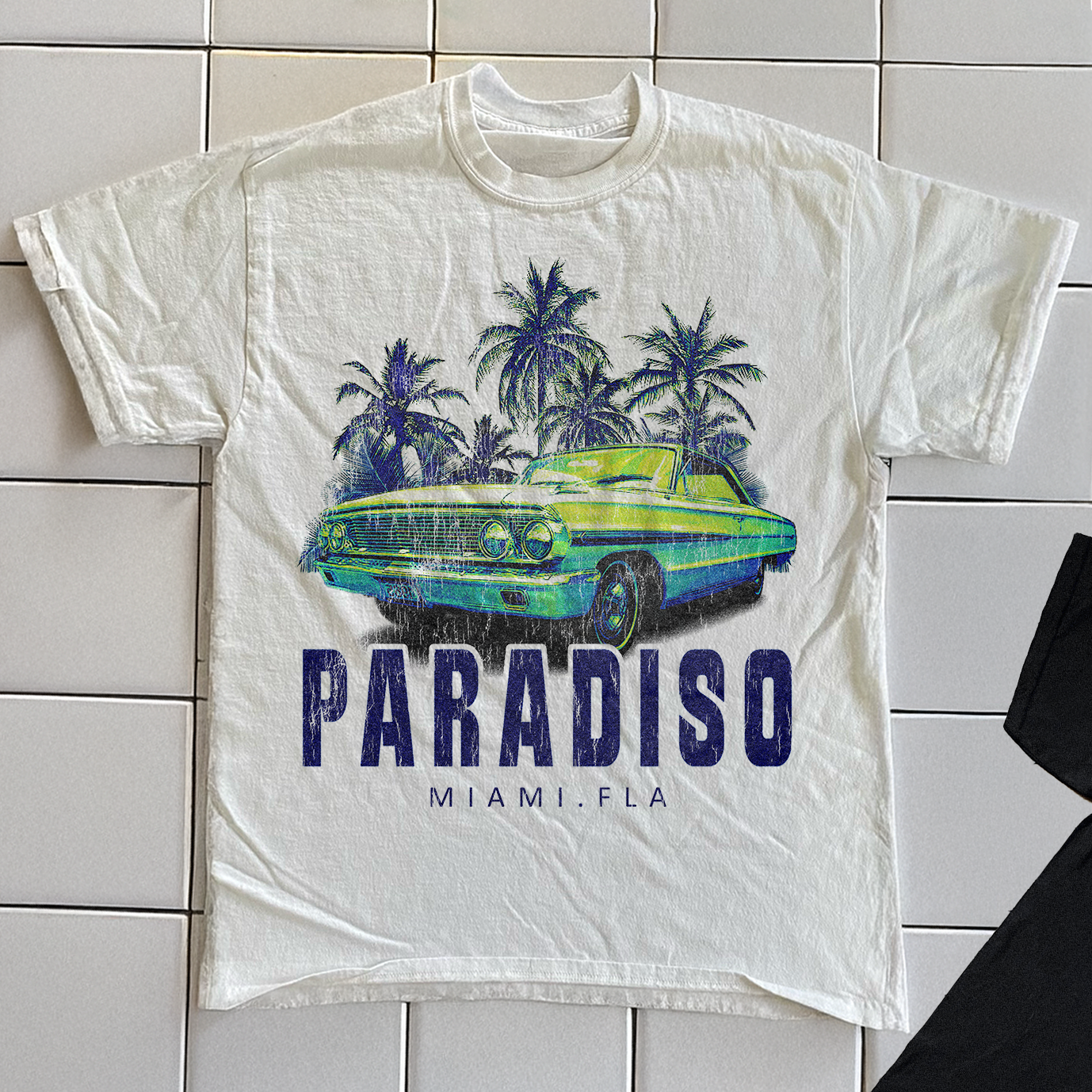 HOTEL PARADISO MIAMI 2000s RARE WASHED WHITE T-SHIRT