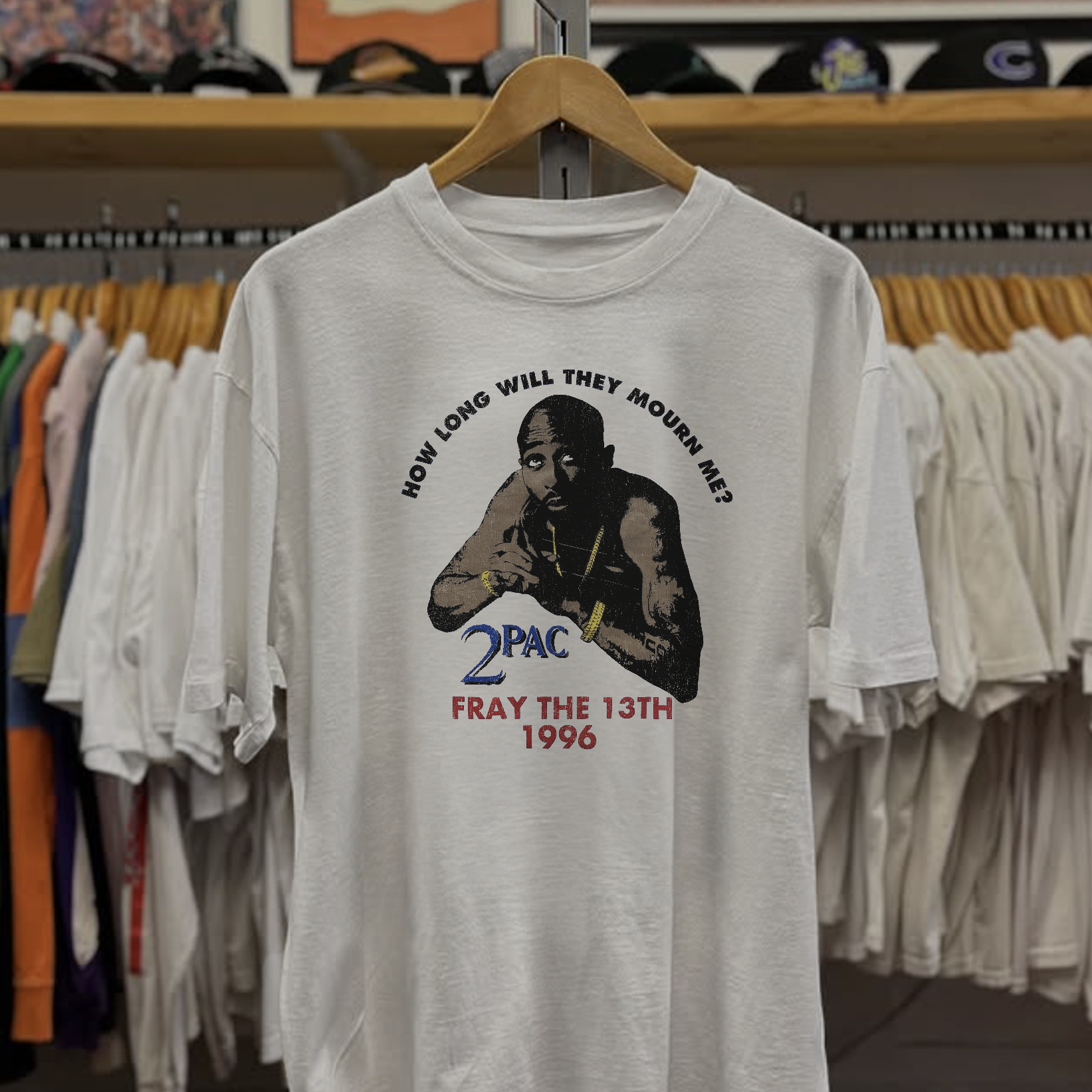 Rare Tupac How Long Will They Mourn Washed White Tee