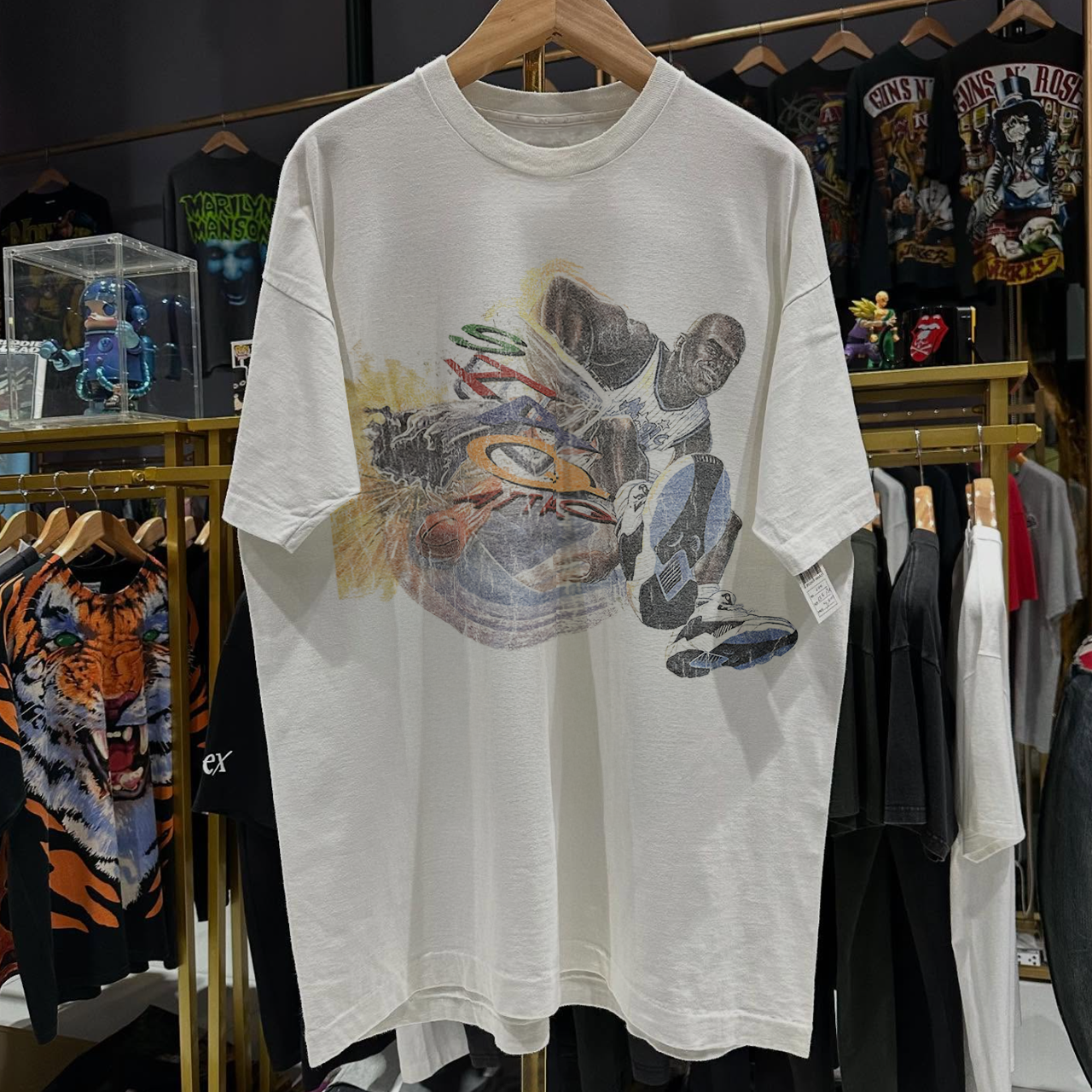 90s SHAQ ATTAQ RARE WASHED WHITE T-SHIRT