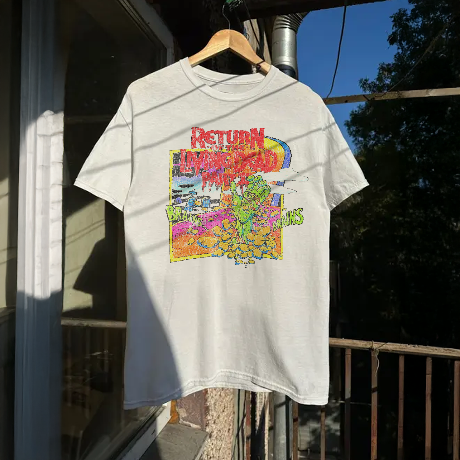 1988 RETURN OF THE LIVING DEAD PT 2 PROMO RARE WASHED WHITE T-SHIRT